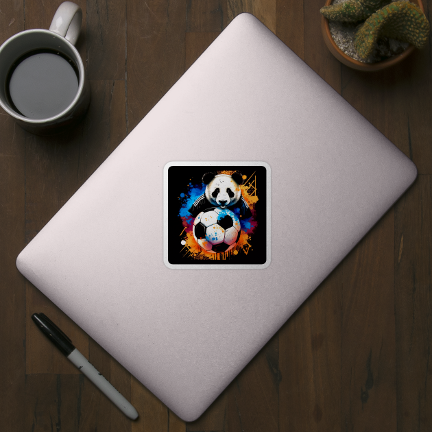 Panda Soccer Player - Soccer Futball Football - Graphiti Art Graphic Paint by MaystarUniverse